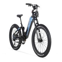 Bicicleta eléctrica todoterreno CYRUSHER Trax 2.0, batería de 52 V y 20 Ah, suspensión completa de 4 barras, Shimano de 9 velocidades - azul - Nuevo