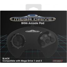 Retro-bit - Manette Filaire Noire BIG6 Sega Mega Drive & Genesis - Port d'origine
