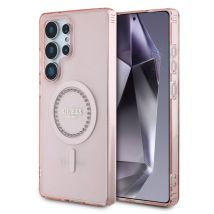 Guess Coque MagSafe IML avec strass pour Samsung Galaxy S25 Ultra - Rose