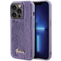 Étui Guess pour iPhone 15 Pro 6.1 violet étui rigide Sequin Script Metal
