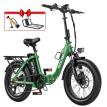 Vélo électrique VITILAN U3 pour adultes 20 pouces Fat Tire Ebikes Vélo électrique pliable 750 W, 48 V 13 Ah Step Thru E-Bike 7 vitesses - Vert