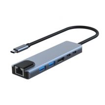 Adaptador multipuerto USB-C USB-A, USB-C, HDMI, RJ45 Grey - Nuevo