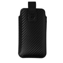 Funda Cinturón Smartphone Efecto Carbono Lengüeta Pull-Up XXL Forcell Negro - Nuevo