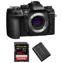 Appareil photo hybride OM System OM-1 Mark II + 1 SanDisk 256GB Extreme PRO UHS-II + 1 OM System BLX-1 + Ebook 20 astuces pour des images qui claquent