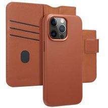 Accezz Étui de télephone portefeuille en cuir 2-en-1 avec MagSafe pour Apple iPhone 15 Pro Max - Sienna Brown