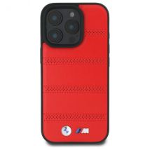 Étui BMW pour iPhone 16 Pro Max 6.9 rouge étui rigide M Perforated And Stitched Line MagSafe