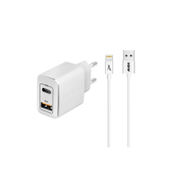 Cargador de red Akashi 20W USB-A Quick Charge 3.0 Blanco + Cable Lightning - Nuevo