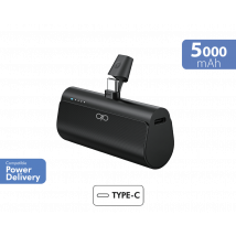 Powerbank Connecteur Intégré USB C 5000mAh 1 port USB C 20W PD/QC Noir + Garantie à vie Force Power Lite