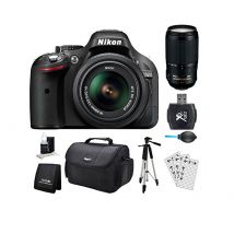 Nikon D5200 + 18 - 55mm + 70 - 300mm AF-S VR Kit d'appareil-photo SLR 24,1 MP CMOS 6000 x 4000 pixels Noir