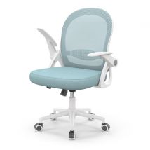 Siège de bureau ergonomique en maille avec dossier moyen, accoudoirs relevables, soutien lombaire et fonction pivotante-Bleu