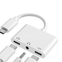 CONNECTLAND Adaptateur USB 3.0 Type C vers Jack 3,5mm, USB-A et Type C (Blanc)