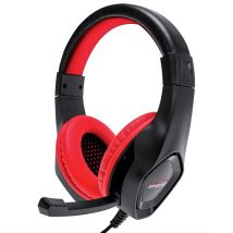 Amstrad Casque Pro Gamer AMS H888 Red 40mm - Mega Bass avec Micro intégré, réglage Volume
