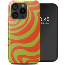 Selencia Coque arrière Vivid avec MagSafe pour Apple iPhone 15 Pro - Wavy Swirl Orange Fern
