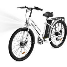 EVERCROSS TECH EK8S Vélo électrique cadre en fer léger 26 - Batterie Amovible 250W 3 Modes de conduite Ecran LCD - Blanc