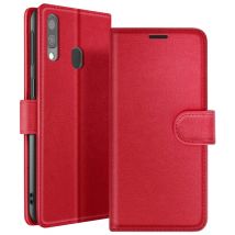 Étui Portefeuille pour Samsung A40 Support et Languette Magnétique Rouge