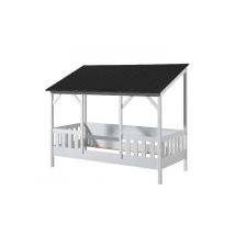 Lit Cabaña Vipack Malia 90x200 con Techo Negro - Confort y Seguridad - Nuevo