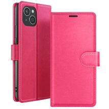 Zanaé Funda tipo cartera para Apple iPhone 15 Plus con soporte y lengüeta Fucsia - Nuevo