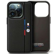 Étui BMW pour iPhone 15 Pro Max 6.7 noir étui rigide Perforated Tricolor Line