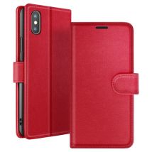 Zanaé Funda tipo cartera para iPhone X / XS con función de soporte y lengüeta magnética Rojo - Nuevo
