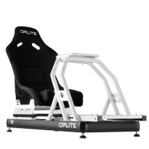 Cockpit de simulation de course Oplite Cockpit R8 Fury OP-R8-W châssis aluminium acier 6063 T6/E355 blanc et noir avec siège RS1