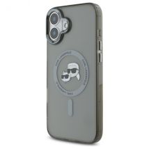 Étui Karl Lagerfeld pour iPhone 16 Plus 6.7 noir étui rigide IML Metal Karl&Choupette Head MagSafe