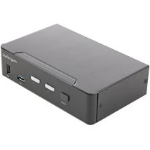 StarTech.com KVM Switch HDMI a 2 porte - Monitor singolo 4K 60Hz Ultra HD HDR - Switch KVM HDMI 2.0 per PC con 2 porte USB 3.0 H - Nuovo