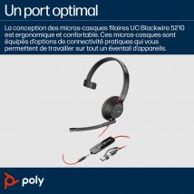 POLY Blackwire 5210 Cuffie monoaurali USB-C + connettore da 3,5 mm + adattatore USB-C/A (confezione) - Nuovo