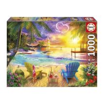 Puzzle - EDUCA - Plage d'Amour - 1000 pezzi - 68x48 cm - Per adulti - Tema della natura - Nuovo