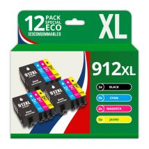 123CONSOMMABLES - 912XL - Pack de 12 Cartouches d'encre compatibles HP 912XL pour HP OfficeJet Pro 8022 8023 8024 8025 8030 et HP Officejet 8010 8012 