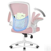 Chaise de bureau ergonomique avec accoudoirs relevables, chaise en maille à dossier moyen avec support lombaire, hauteur réglable et dossier de 