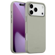 Accezz Coque arrière en cuir avec MagSafe pour Apple iPhone 17 Pro Max - Gris clair