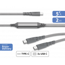 Cavo USB-C a USB-C Duo 100W 5A ultra-rinforzato per carica e sincronizzazione 2m - Nuovo