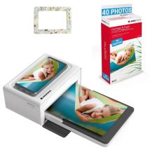 AGFA PHOTO Pack Imprimante Realipix Moments + Cartouches et papiers 40 photos + Joli cadre magnétique - Impression Bluetooth Photo 10x15 cm, iOS et 