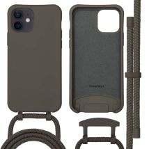 imoshion Coque arrière Color avec cordon amovible et MagSafe pour Apple iPhone 12 (Pro) - Black Coffee
