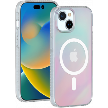 Coque MagSafe pour iPhone 15 Hybride Transparente Irisée Bigben
