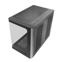Mars Gaming MC-FUSION, Caja Gaming ATX, Ventana Lateral Completa y Frontal Curvo Cristal Templado Continuo, Semitorre PC Doble Cámara, Soporte 