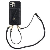 Selencia Coque de télephone Sera avec cordon et porte-cartes enveloppe pour iPhone 12 (Pro) - Noir