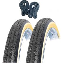 2 Noir-Crème 700x35B (ETRTO : 40-635 28 x 1 1/2) + 2 Chambres à air 28 x 1 1/2 FV (Thin Valve - Presta)