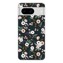 Coque en silicone - Compatible pour Google Pixel 8 - design flowers noir