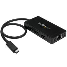 StarTech.com Hub USB-C a 3 porte con Gigabit Ethernet - Da USB-C a 3x USB-A - USB 3.0 - 5Gbps - Adattatore di alimentazione incluso - Nuovo