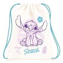 Sac à Dos Stitch 30x40 cm avec Cordon au Design Tropical Beige