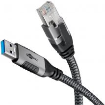 Goobay 70692 changeur de genre de câble USB A RJ-45 Noir, Argent