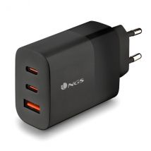 NGS Bud 65W Caricatore da parete universale ultraveloce da 65W - 2x USB-C PD e PPS, 1x USB-A QC 3.0 - Nero - Nuovo