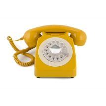 GPO 746 Rotary Téléphone à Cadran – Téléphone Fixe Vintage, Design rétro britannique iconique -Jaune