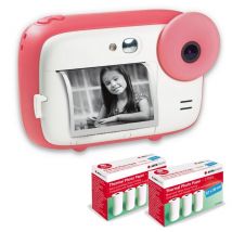 AGFA PHOTO Pack Realikids Instant Cam + 6 rollos extra Papel Térmico ATP3WH - Cámara instantánea para niños, pantalla LCD de 2.4', Batería de Litio, 