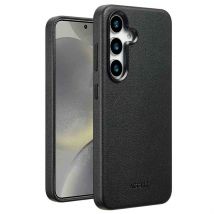 Accezz Coque arrière en cuir avec Magsafe pour Samsung Galaxy S25 - Onyx Black