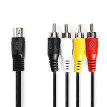Nedis CAGL20400BK10 câble audio 1 m DIN (5-pin) 4 x RCA Noir