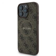 Étui Guess pour iPhone 16 Pro 6.3 marron étui rigide 4G Ring Classic Logo MagSafe