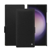 Housse cuir Samsung Galaxy S24 Ultra - - Noir - Cuir grainé