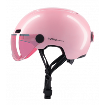 Cosmo Fusion+ Taille S, Rose Brillant - Casque avec éclairage Vélo Arrière Intelligent et Connecté - Assurance Individuelle ALLIANZ offerte durant 1 